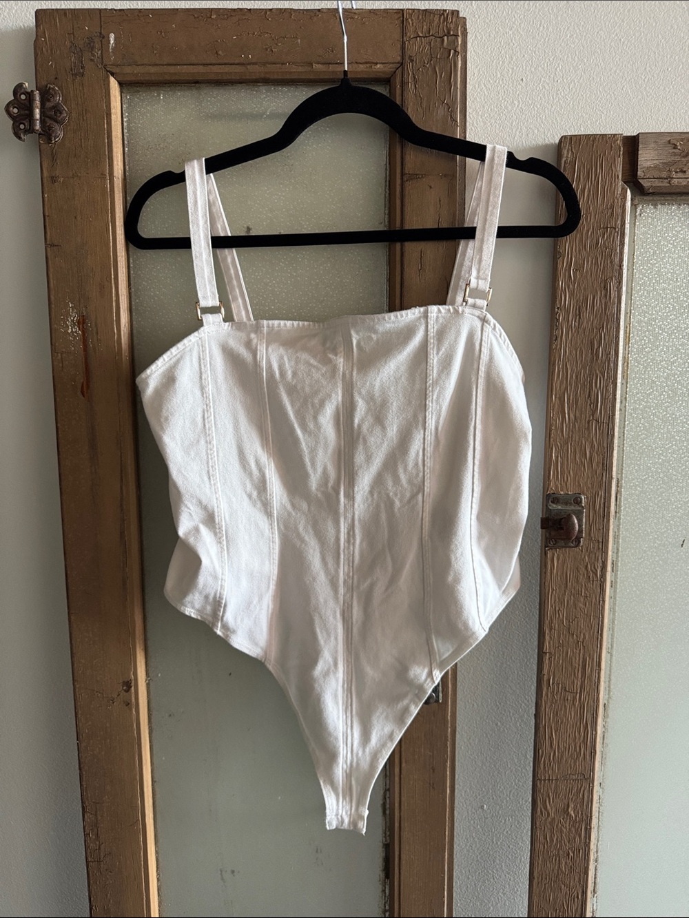 H&M White Structured Corset-Style Bodysuit